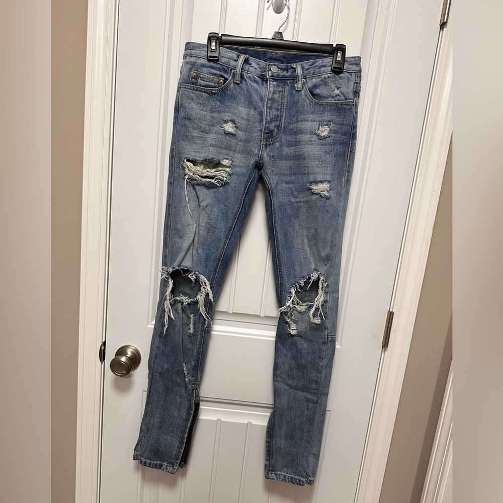 MNML Minimal Distressed Men’s Skinny Medium Wash Jeans Size 29